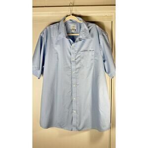 L.L.Bean Men's BlueWhitePlaidShort Sleeve 100%cottonButtonUpTraditional Fit XXL
